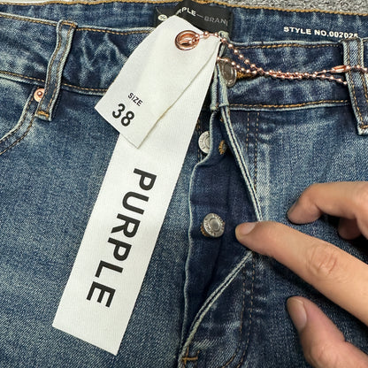 Purple Brand P001 Light Indigo Paint Blowout Skinny Jeans