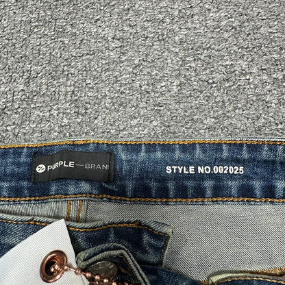 Purple Brand P001 Light Indigo Paint Blowout Skinny Jeans