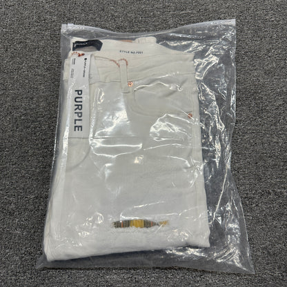 Purple Brand P001 Paint Blowout Skinny Jeans White