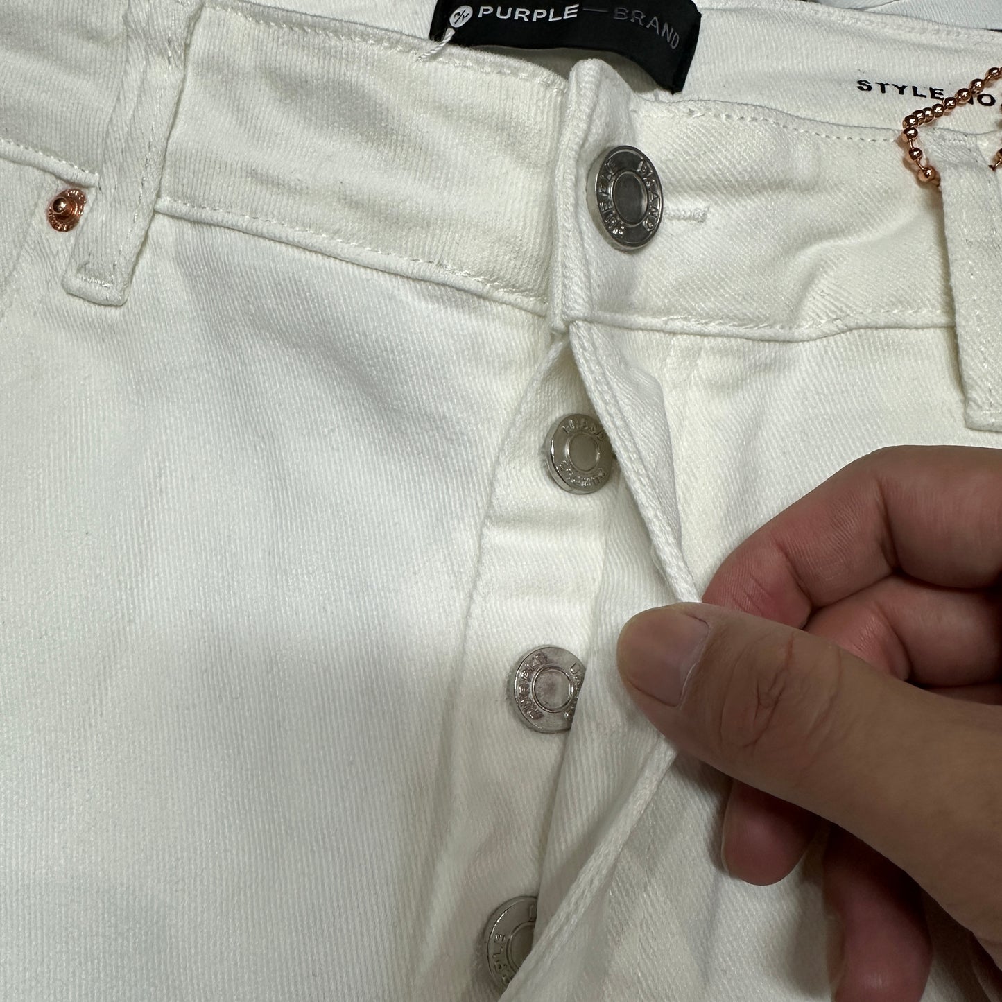 Purple Brand P001 Paint Blowout Skinny Jeans White