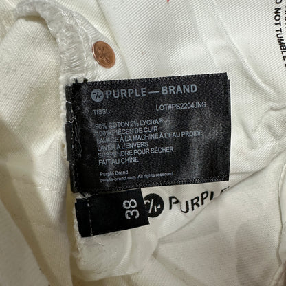 Purple Brand P001 Paint Blowout Skinny Jeans White