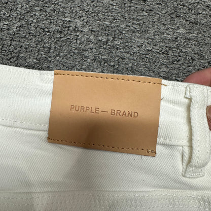 Purple Brand P001 Paint Blowout Skinny Jeans White