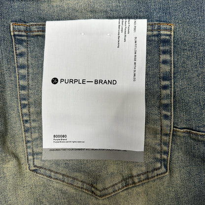 Purple Brand P004 Distressed Slim Flare Jeans Light Indigo