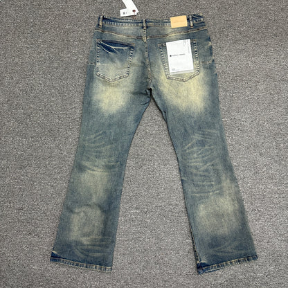 Purple Brand P004 Distressed Slim Flare Jeans Light Indigo