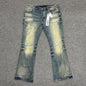 Purple Brand P004 Distressed Slim Flare Jeans Light Indigo