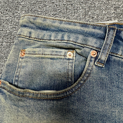 Purple Brand P004 Distressed Slim Flare Jeans Light Indigo