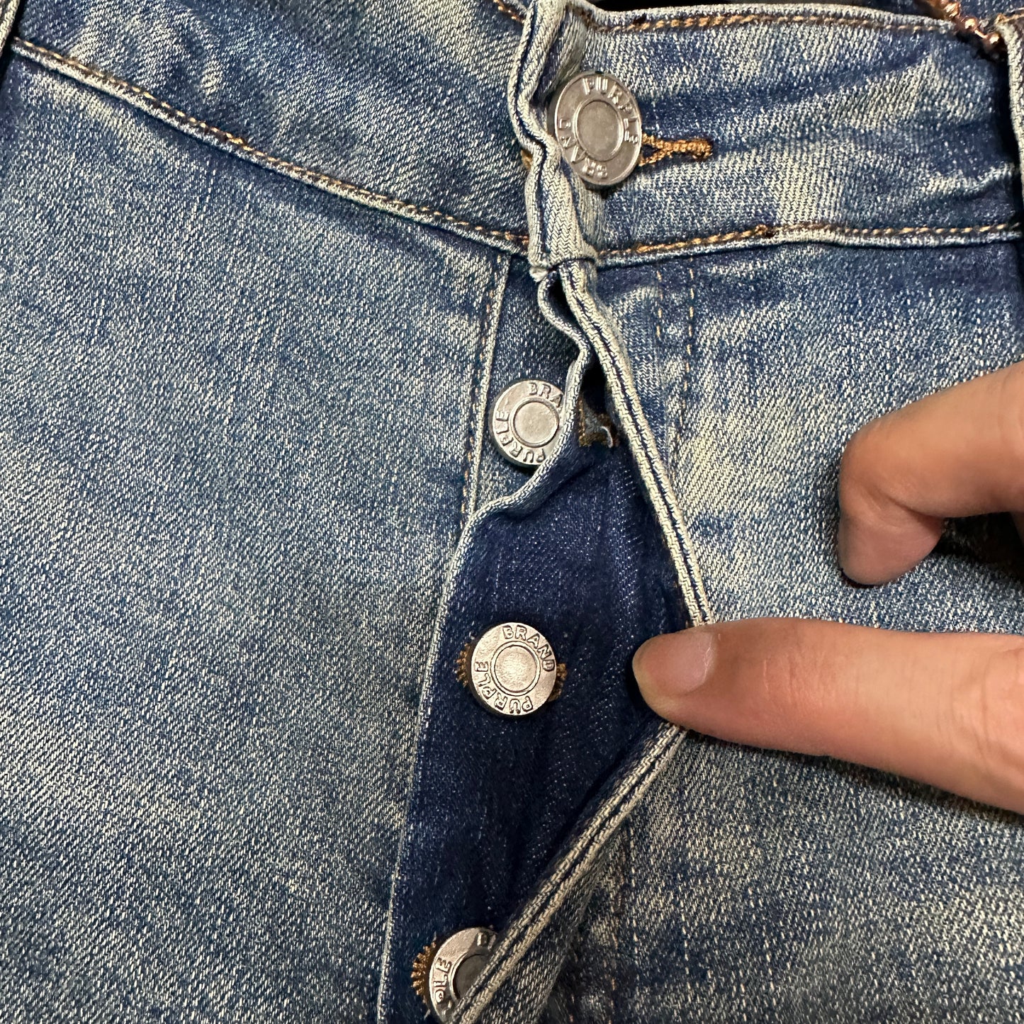 Purple Brand P004 Distressed Slim Flare Jeans Light Indigo