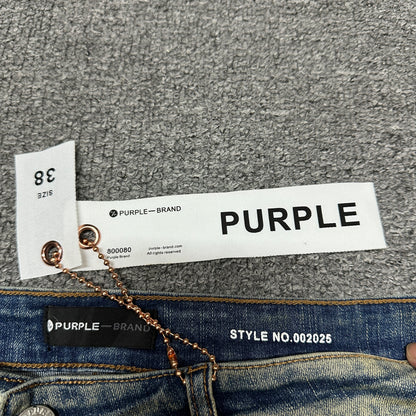 Purple Brand P004 Distressed Slim Flare Jeans Light Indigo