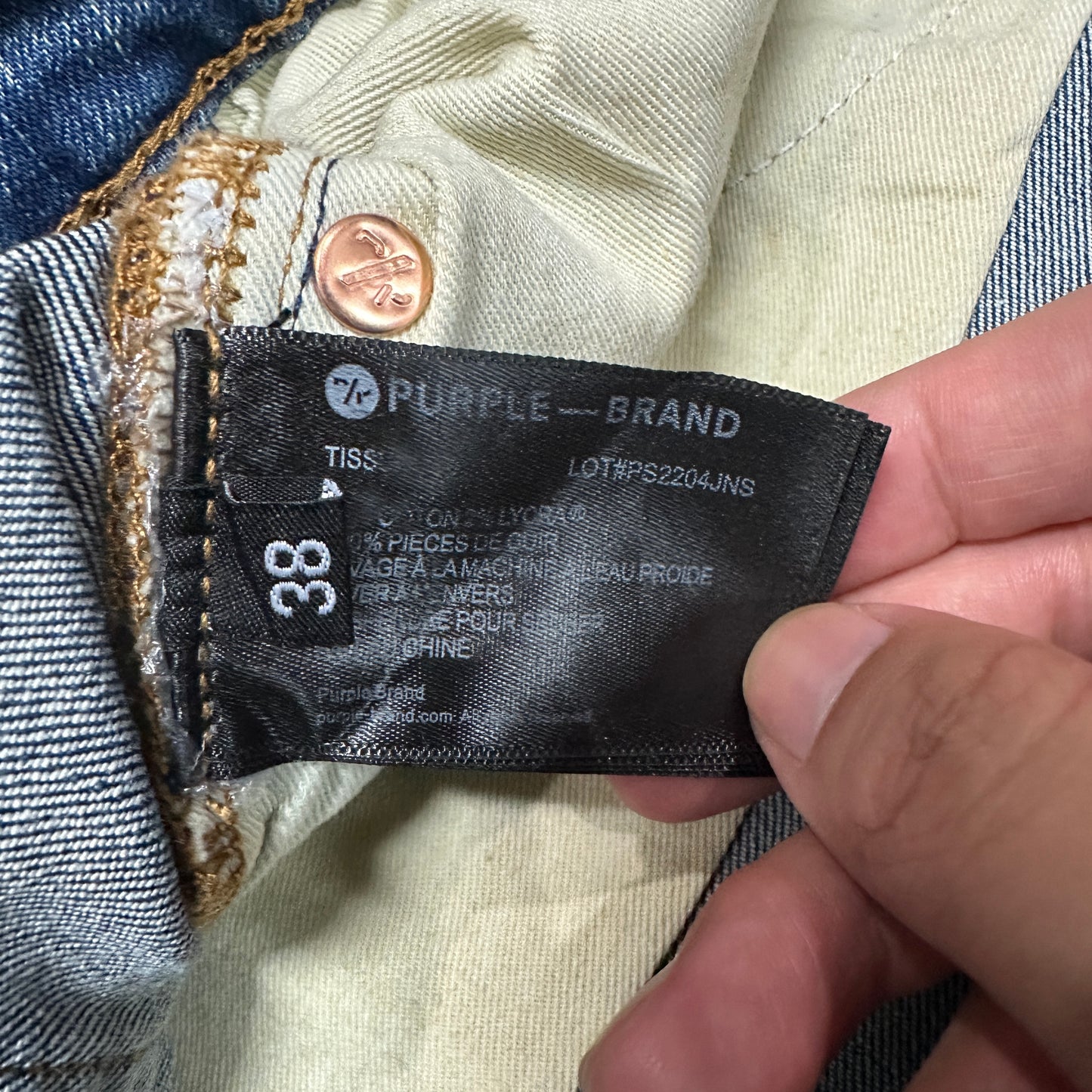 Purple Brand P004 Distressed Slim Flare Jeans Light Indigo