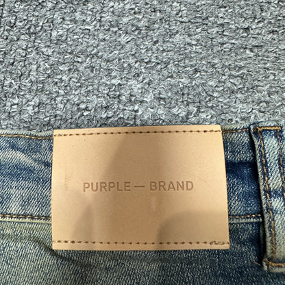 Purple Brand P004 Distressed Slim Flare Jeans Light Indigo