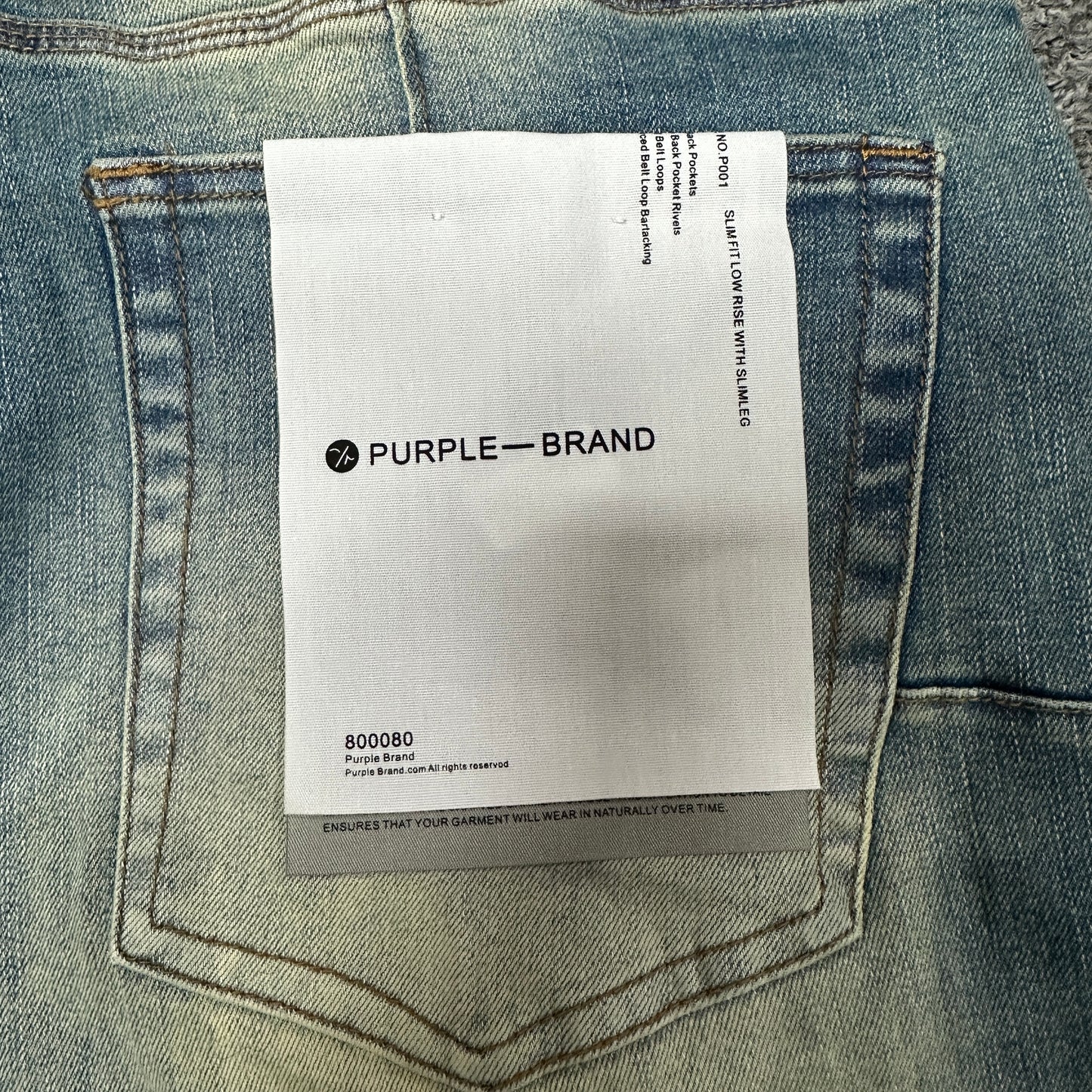 Purple Brand P005 Graphic Slim Straight Jeans Indigo PU14
