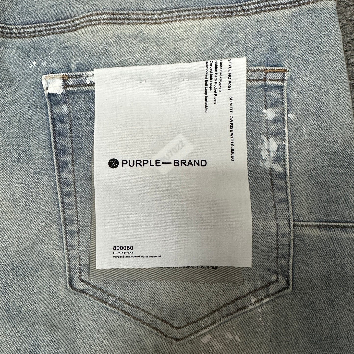 Purple Brand P001 White Paint Skinny Jeans Light Indigo