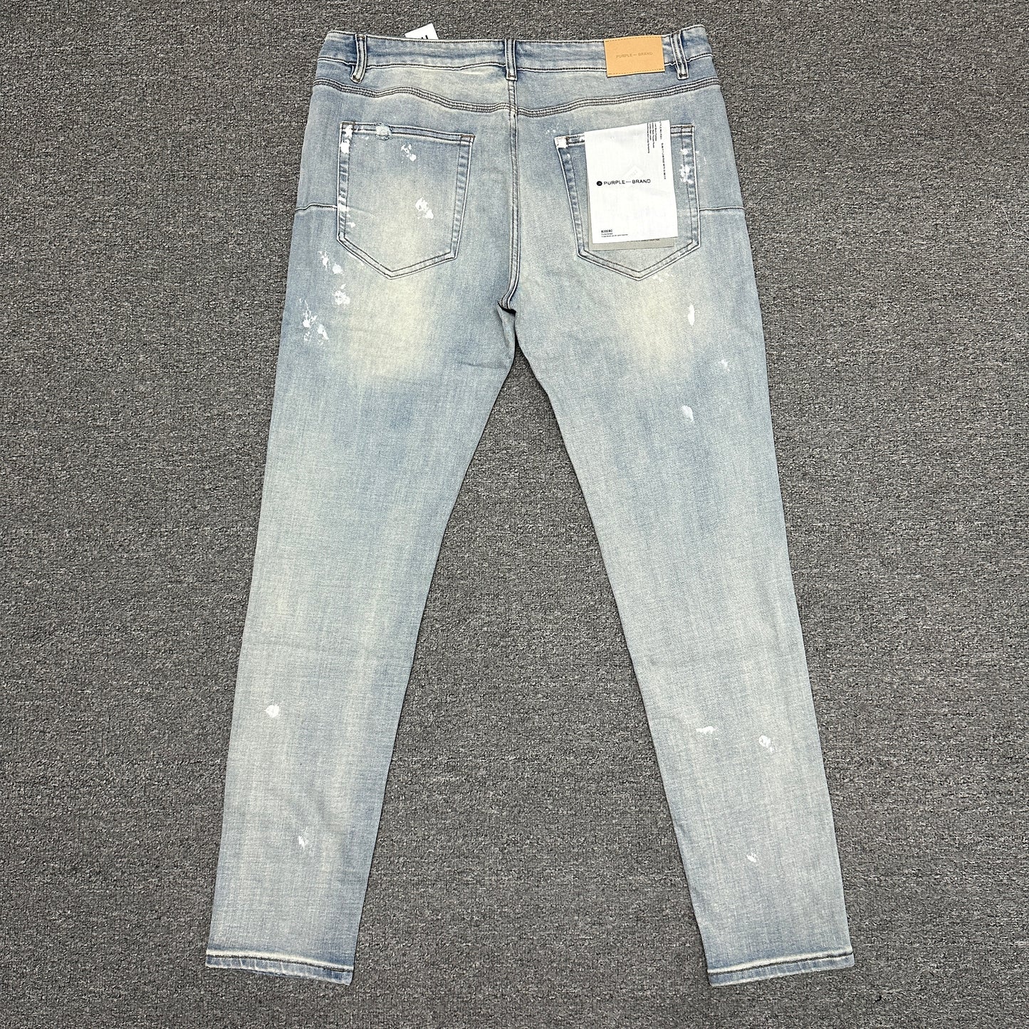 Purple Brand P001 White Paint Skinny Jeans Light Indigo
