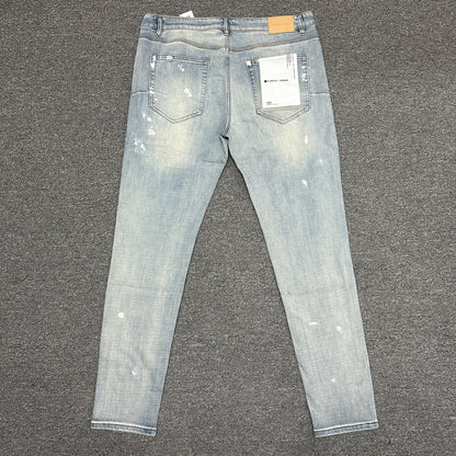 Purple Brand P001 White Paint Skinny Jeans Light Indigo