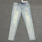 Purple Brand P001 White Paint Skinny Jeans Light Indigo