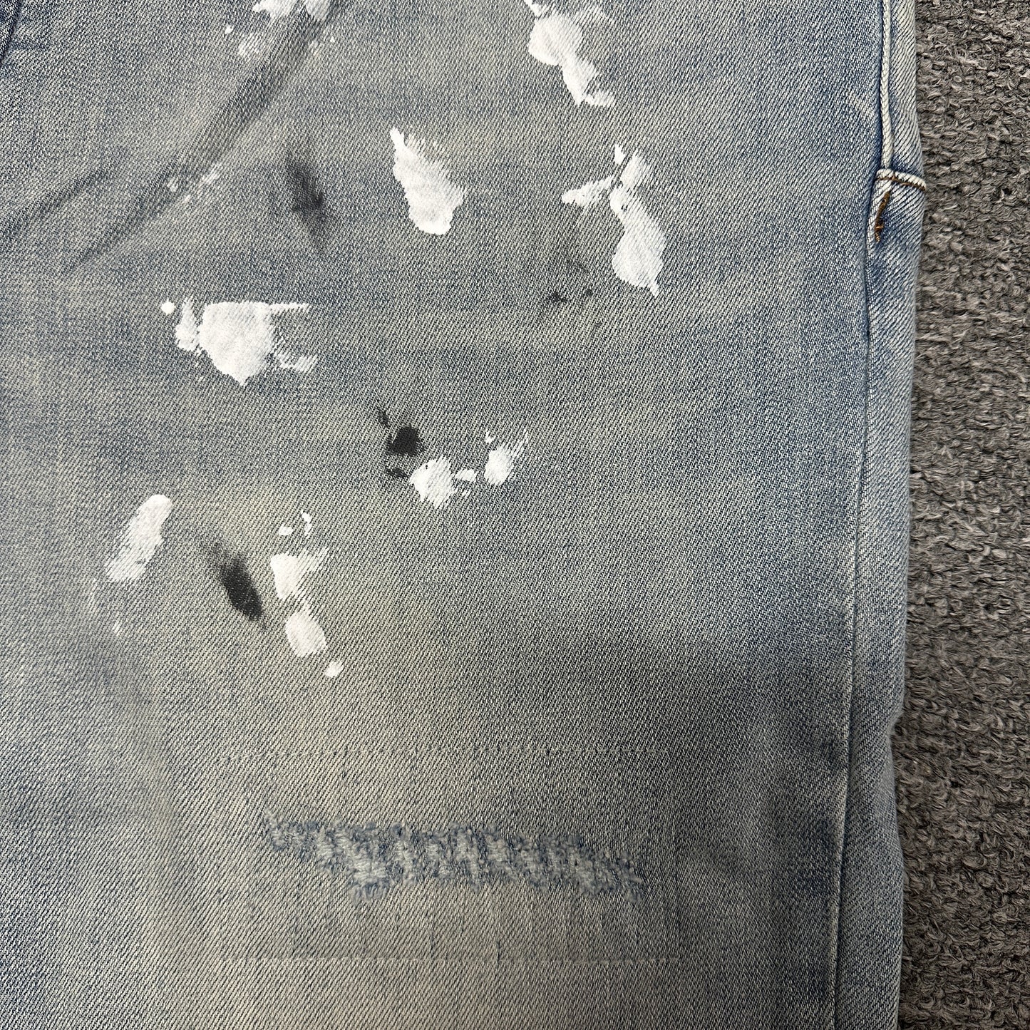 Purple Brand P001 White Paint Skinny Jeans Light Indigo
