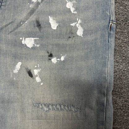 Purple Brand P001 White Paint Skinny Jeans Light Indigo