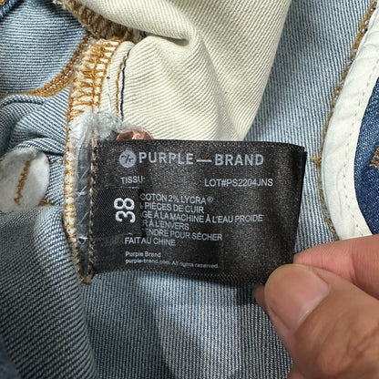 Purple Brand P001 White Paint Skinny Jeans Light Indigo