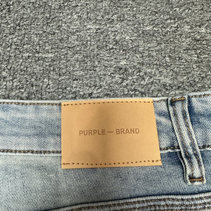 Purple Brand P001 White Paint Skinny Jeans Light Indigo