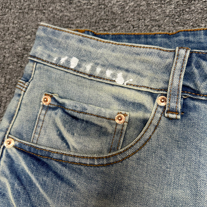 Purple Brand P002 White Paint Slim Jeans Light Indigo