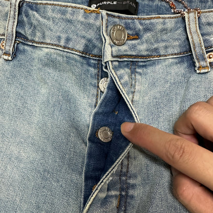Purple Brand P002 White Paint Slim Jeans Light Indigo