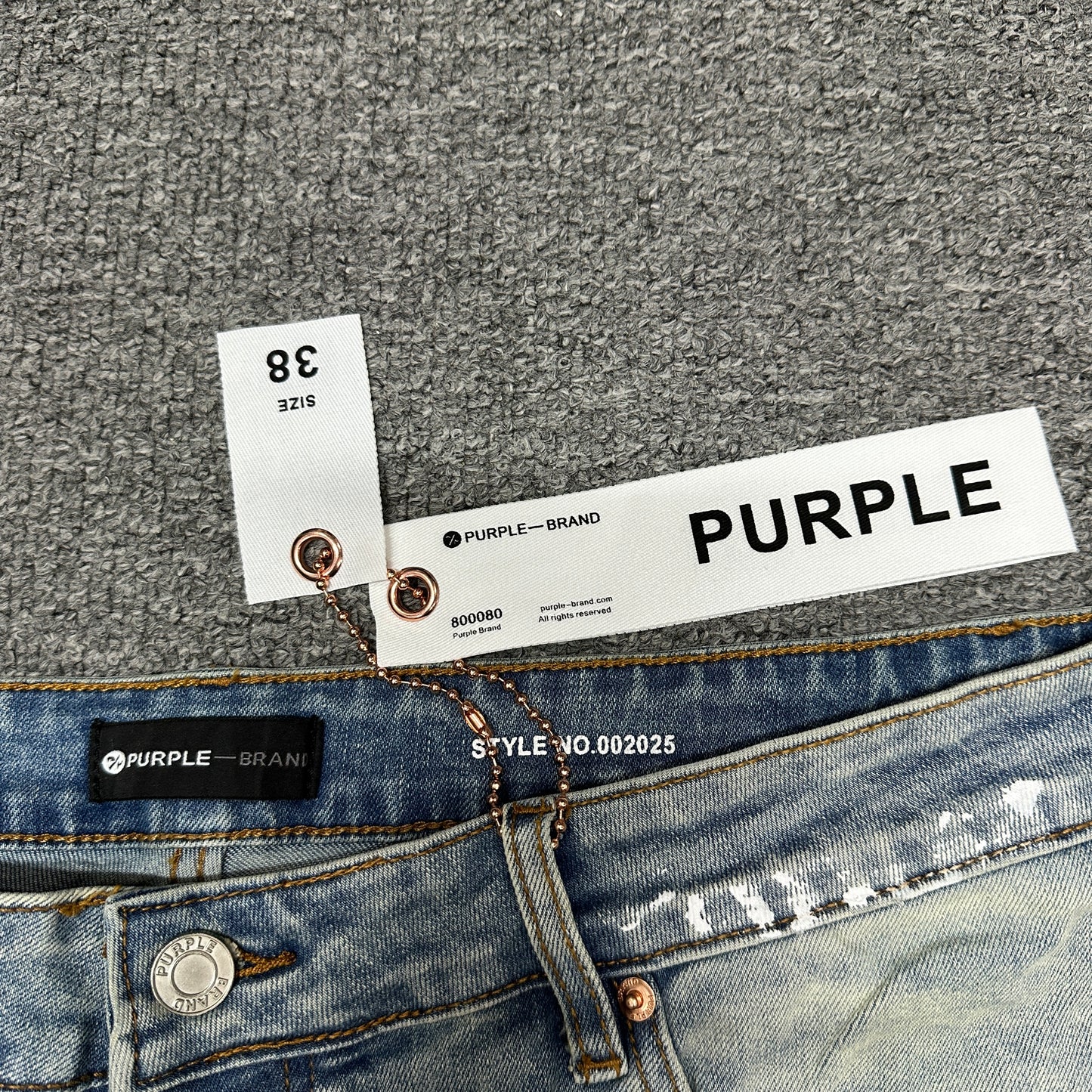 Purple Brand P002 White Paint Slim Jeans Light Indigo