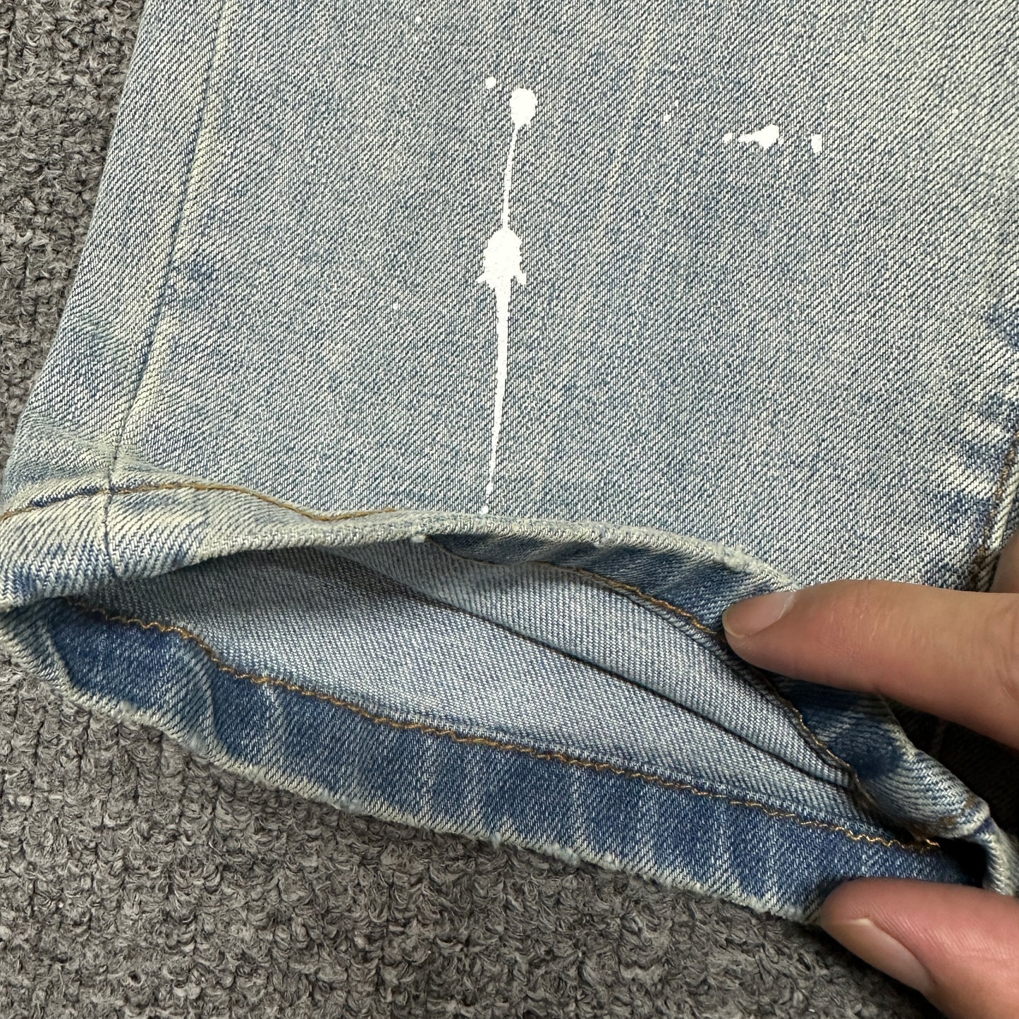 Purple Brand P002 White Paint Slim Jeans Light Indigo