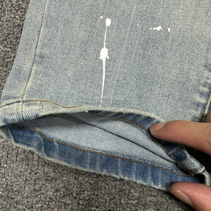 Purple Brand P002 White Paint Slim Jeans Light Indigo