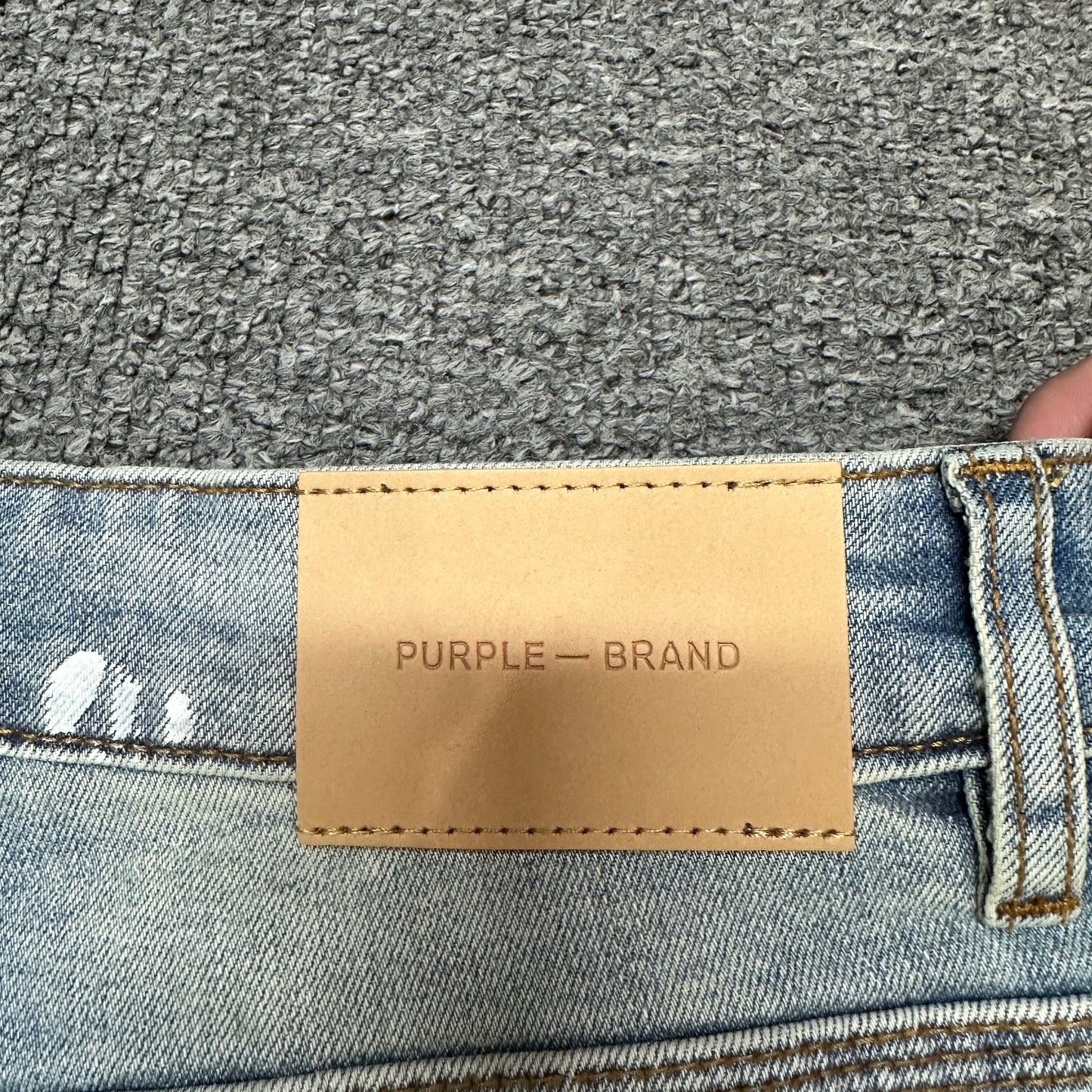 Purple Brand P002 White Paint Slim Jeans Light Indigo