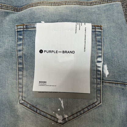 Purple Brand P002 White Paint Slim Jeans Light Indigo