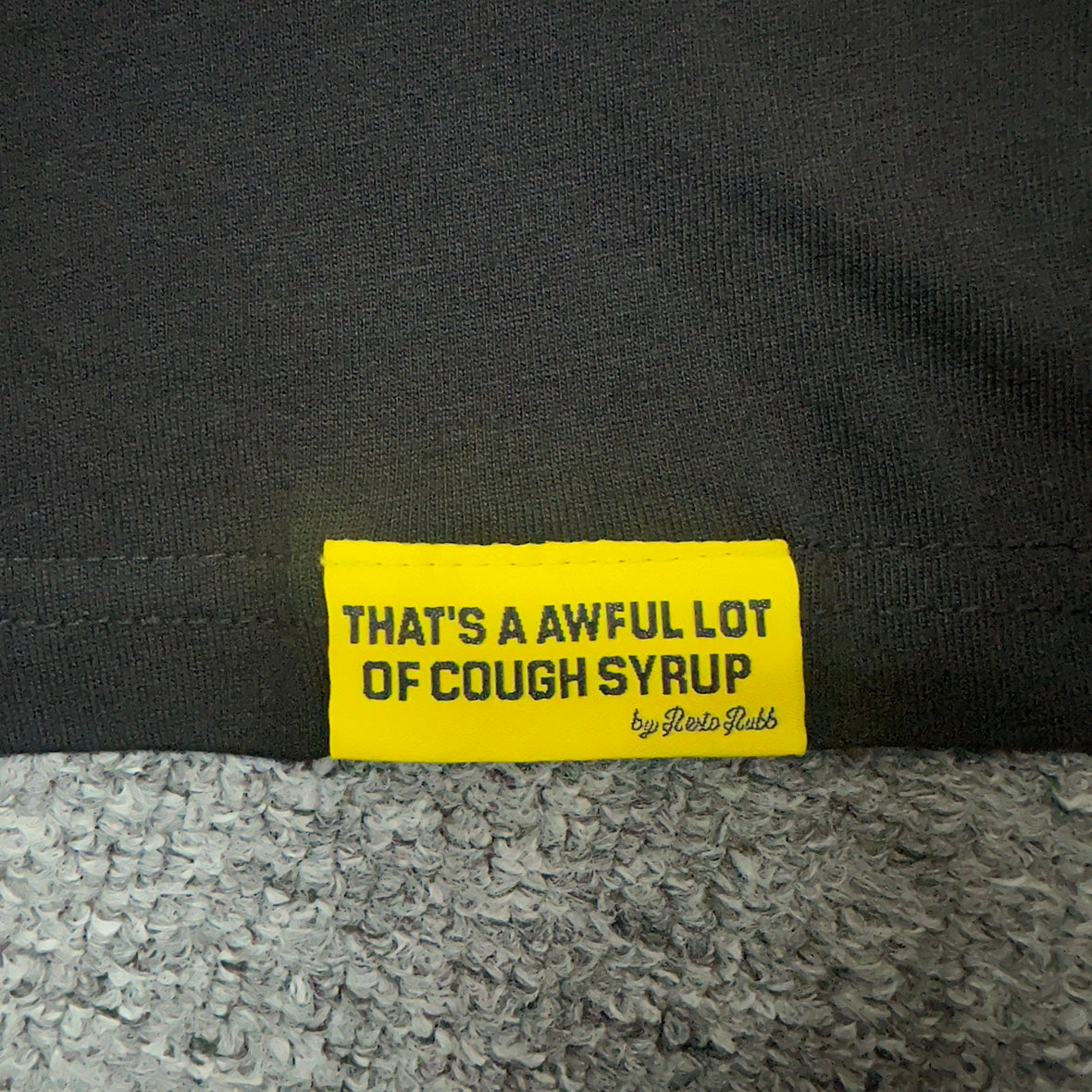 Thats a Awful Lot of Cough Syrup T-Shirt Size Large Black & Yellow Baby Bottle