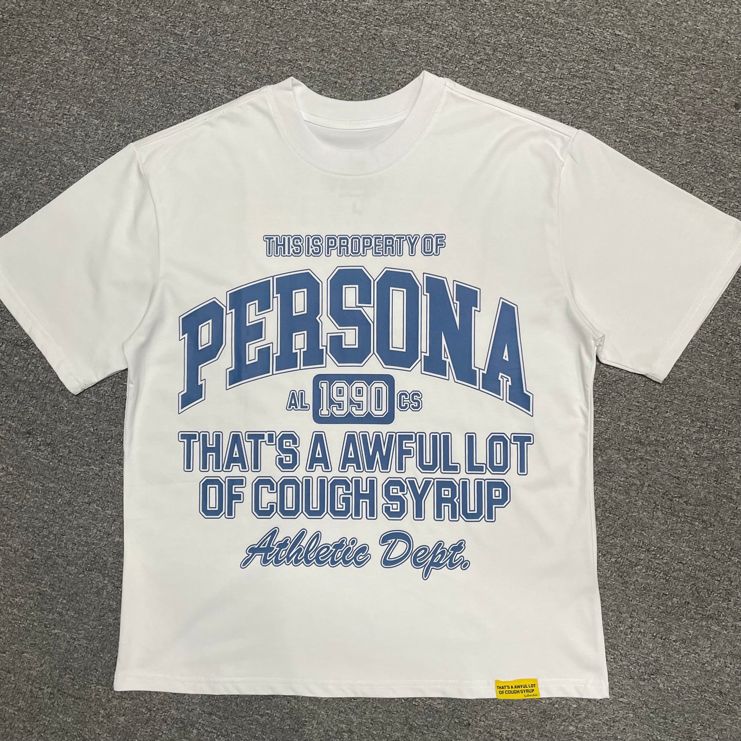 That's A Awful Lot Of Cough Syrup x Persona "Athletic Dept" Tee.