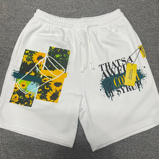 The White and Yellow Sunflower Sweat Shorts