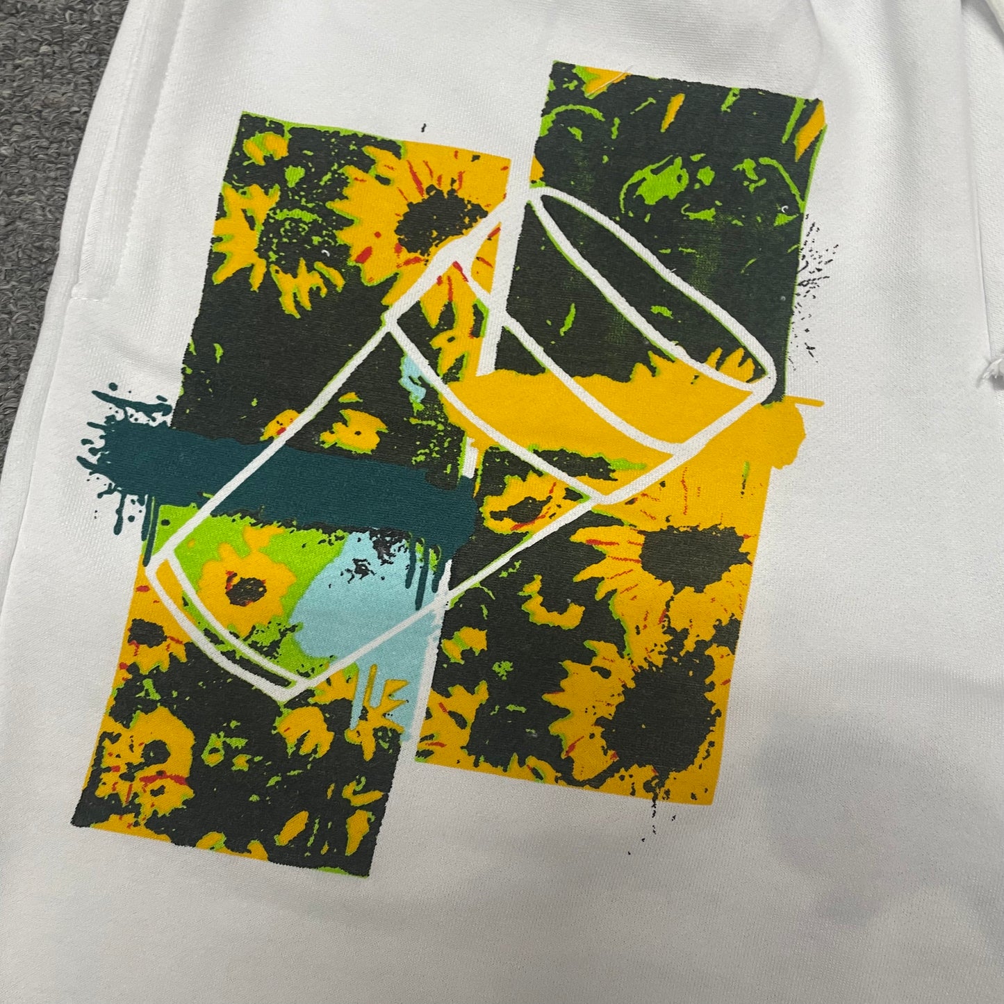 The White and Yellow Sunflower Sweat Shorts