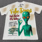 Vale Forever Valley Dreams Alien Rhinestone T-Shirt front view in distressed white