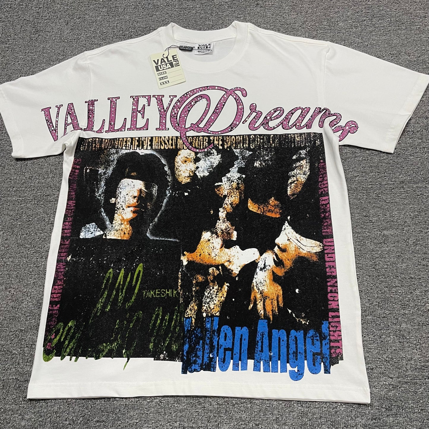 Vale Forever Fallen Bling Tee White front view with rhinestone graphic