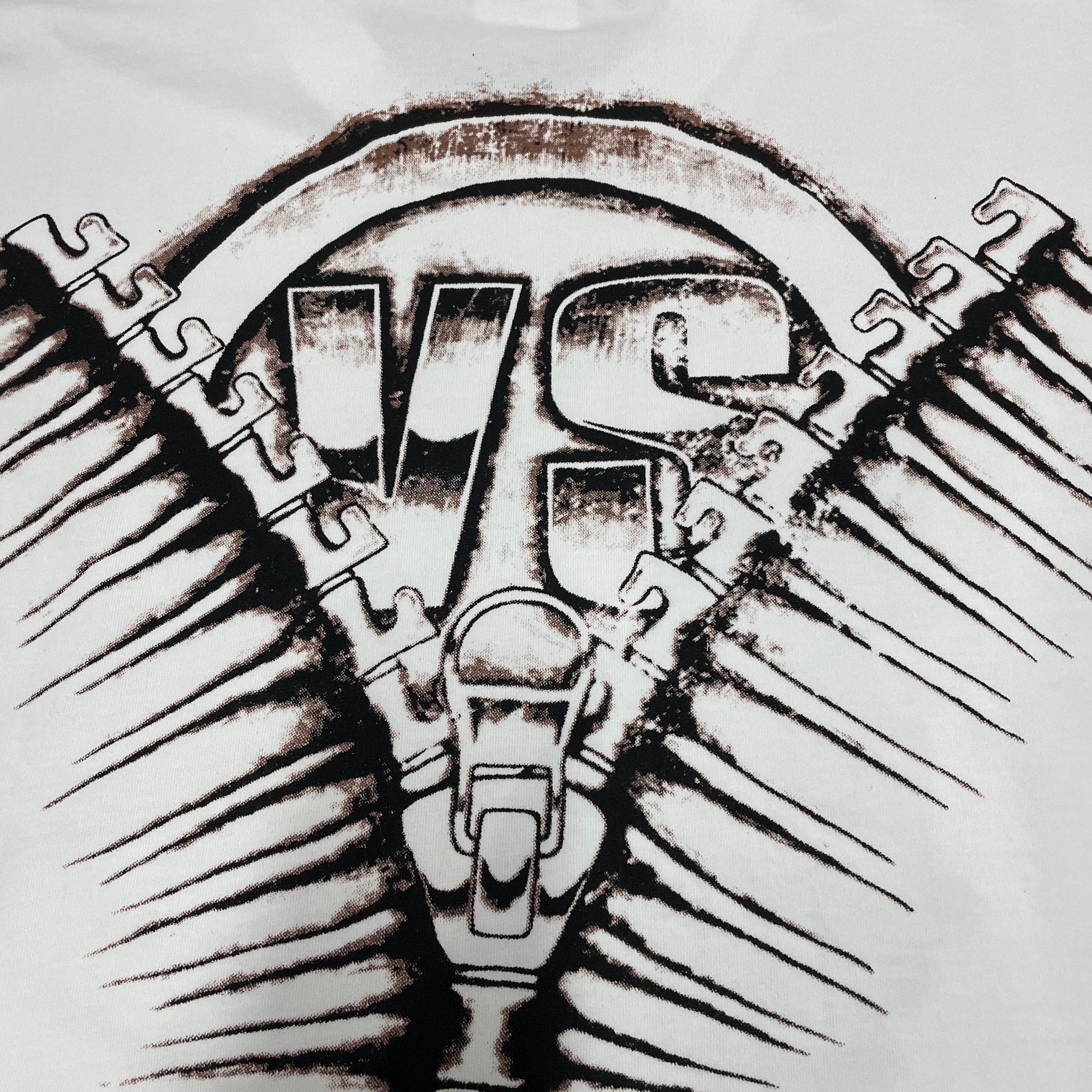 Vale Forever Scissorhands Tee oversized zipper and VS back artwork
Vale Forever Scissorhands Tee distressed zipper back print detail
Vale Forever Scissorhands Tee bold Vale Dreams lettering close-up
Vale Forever Scissorhands Tee distressed VS circular logo detail
Vale Forever Scissorhands Tee oversized VS back lettering detail
Vale Forever Scissorhands Tee zipper pull back graphic close-up
Vale Forever Scissorhands Tee distressed zipper teeth print detail