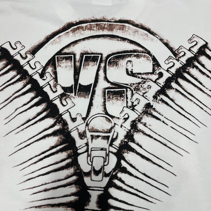 Vale Forever Scissorhands Tee oversized zipper and VS back artwork
Vale Forever Scissorhands Tee distressed zipper back print detail
Vale Forever Scissorhands Tee bold Vale Dreams lettering close-up
Vale Forever Scissorhands Tee distressed VS circular logo detail
Vale Forever Scissorhands Tee oversized VS back lettering detail
Vale Forever Scissorhands Tee zipper pull back graphic close-up
Vale Forever Scissorhands Tee distressed zipper teeth print detail