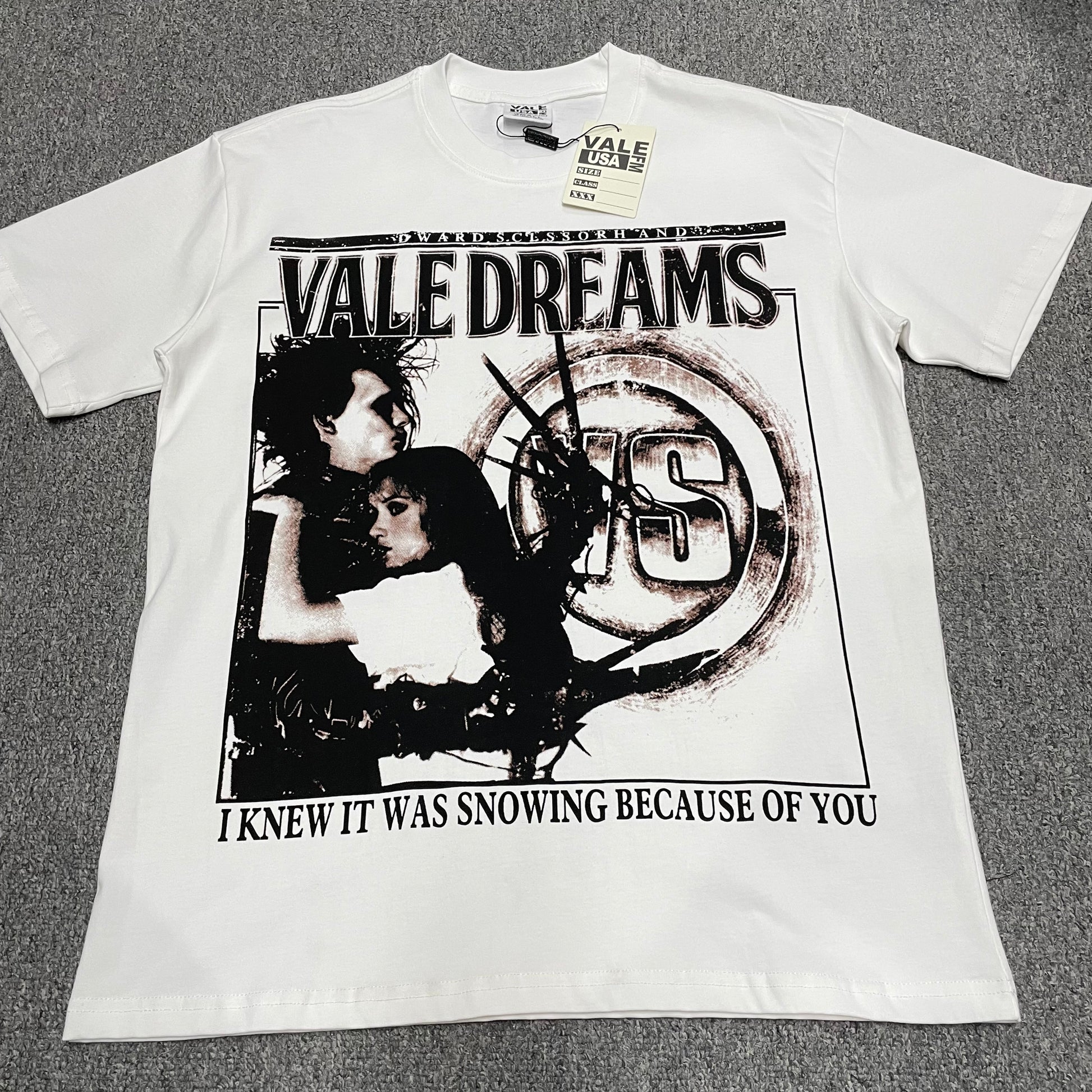 Vale Forever Scissorhands Tee Daffodile front view with distressed graphic
