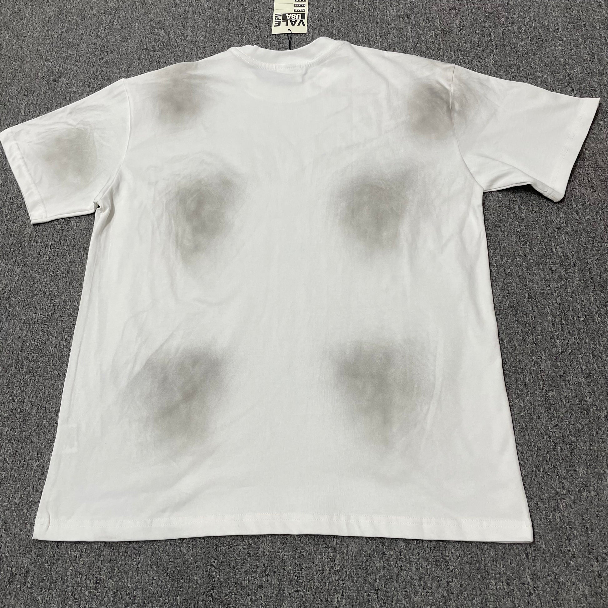 Vale Forever Godfather Bling Tee White back view with gray spray wash
