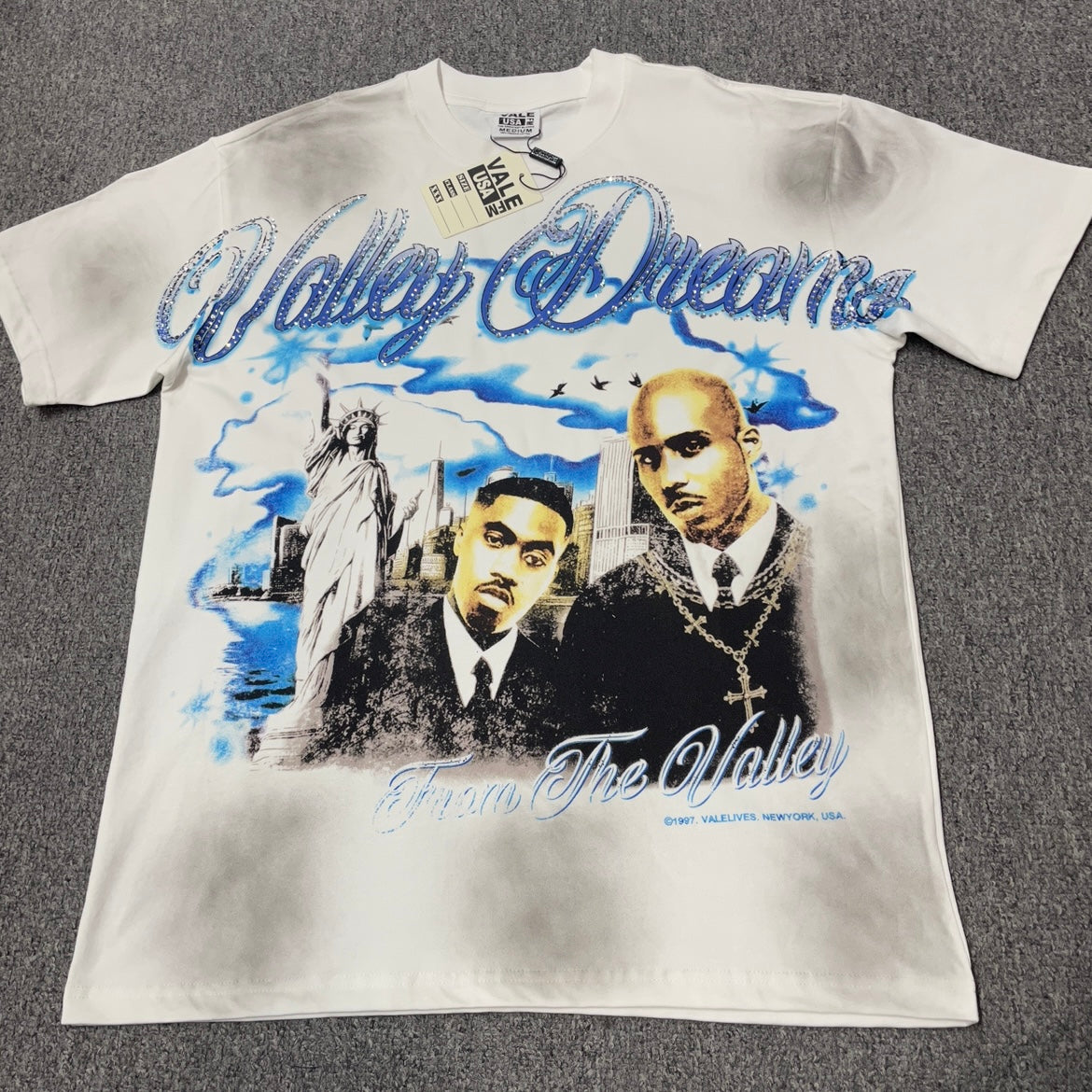 Vale Forever Godfather Bling Tee White front view with jeweled graphic