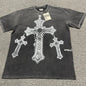Vale Forever Iron Cross Bling Tee Washed Black front view