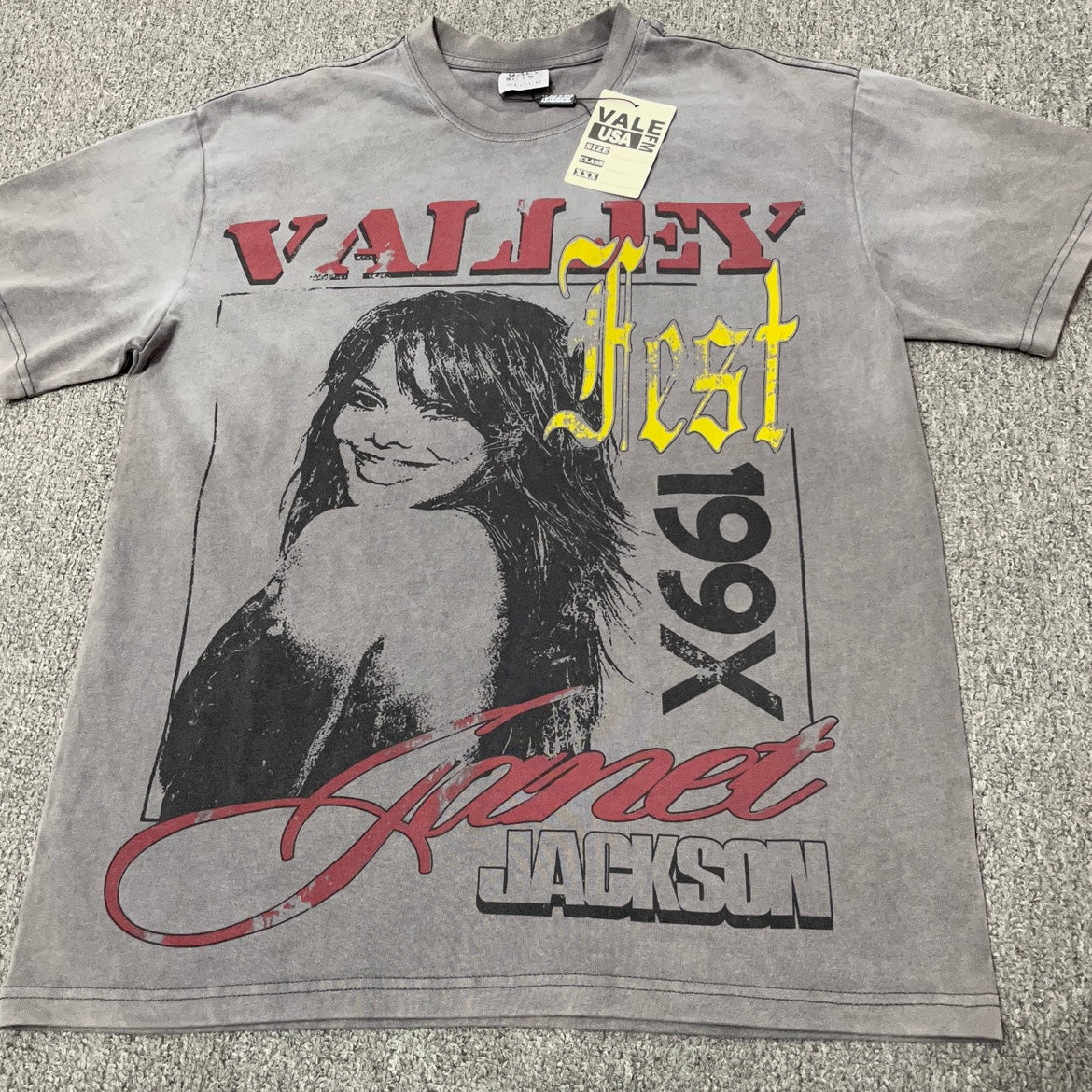Vale Forever 199X Fest Tee Slate front view with vintage portrait graphic