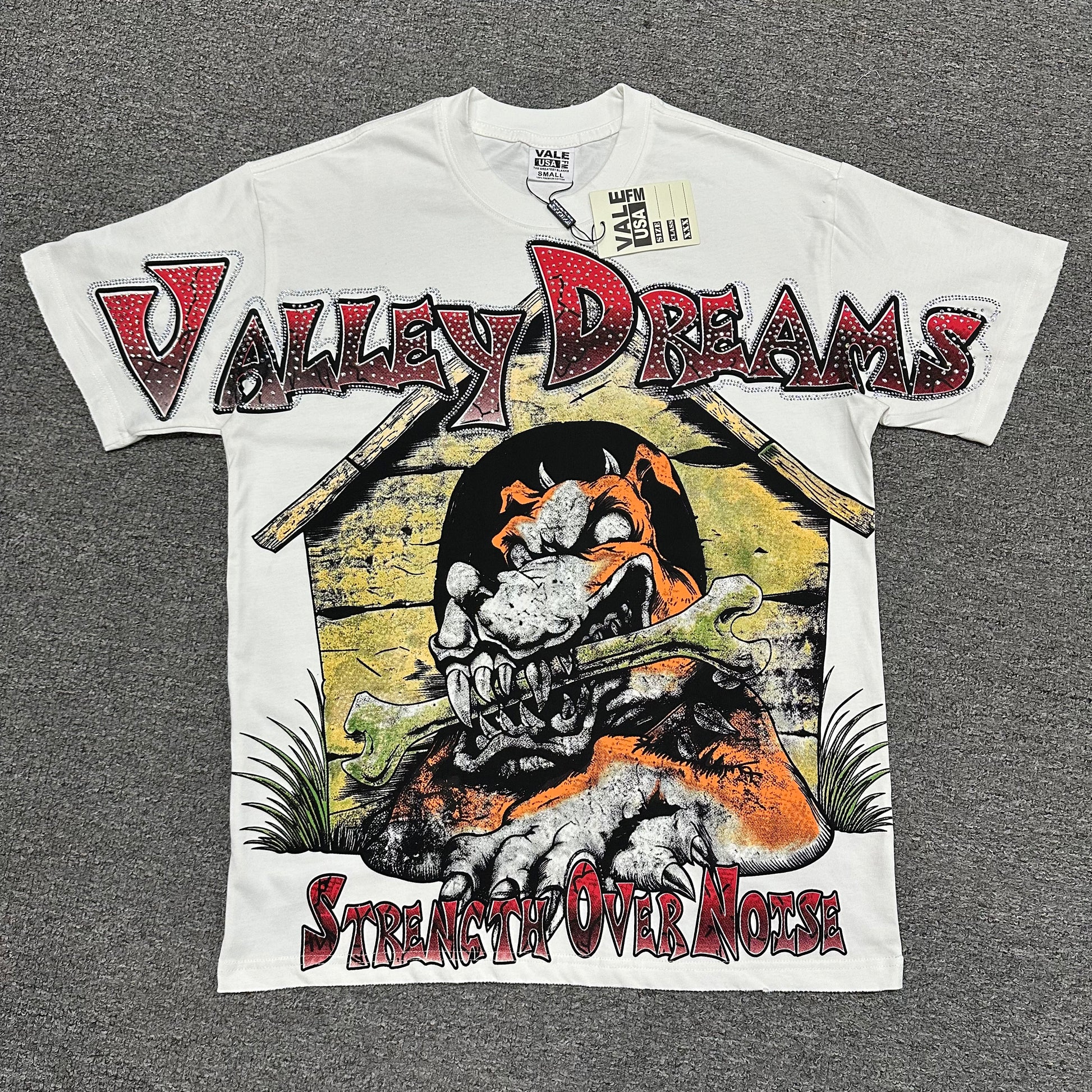 Vale Forever Dog of War Bling Tee White front view