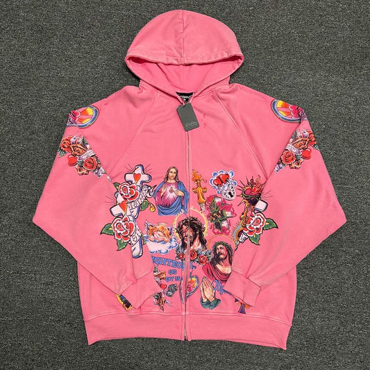 We Are Righteous "Risen King" Cropped Zip-Up Hoodie