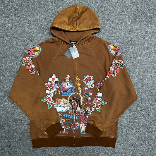 We Are Righteous "Risen King" Cropped Zip-Up Hoodie