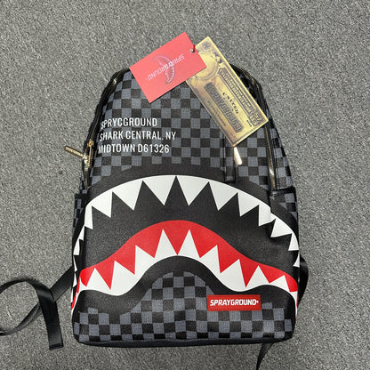Sprayground "Shark Central" Saffiano Checkered Backpack