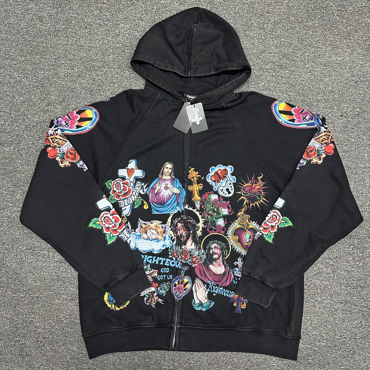 We Are Righteous "Risen King" Cropped Zip-Up Hoodie