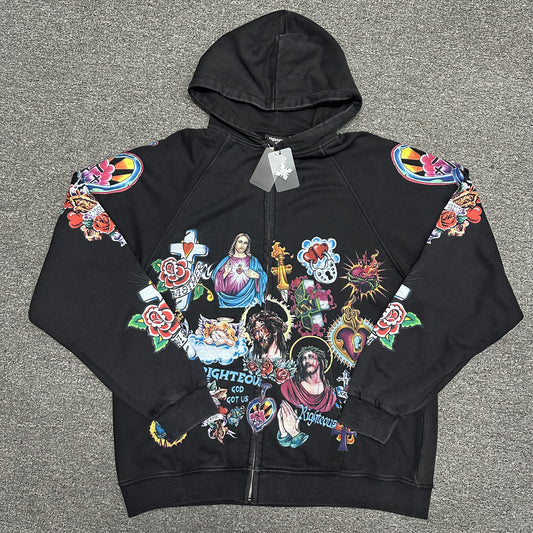 We Are Righteous "Risen King" Cropped Zip-Up Hoodie