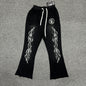 Hellstar Studios Racer Black Flame Flared Sweatpants